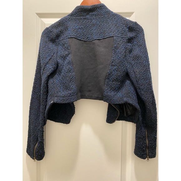 Tobi Tweed Hart Moto Jacket in Navy  - Size SM - Picture 4 of 8